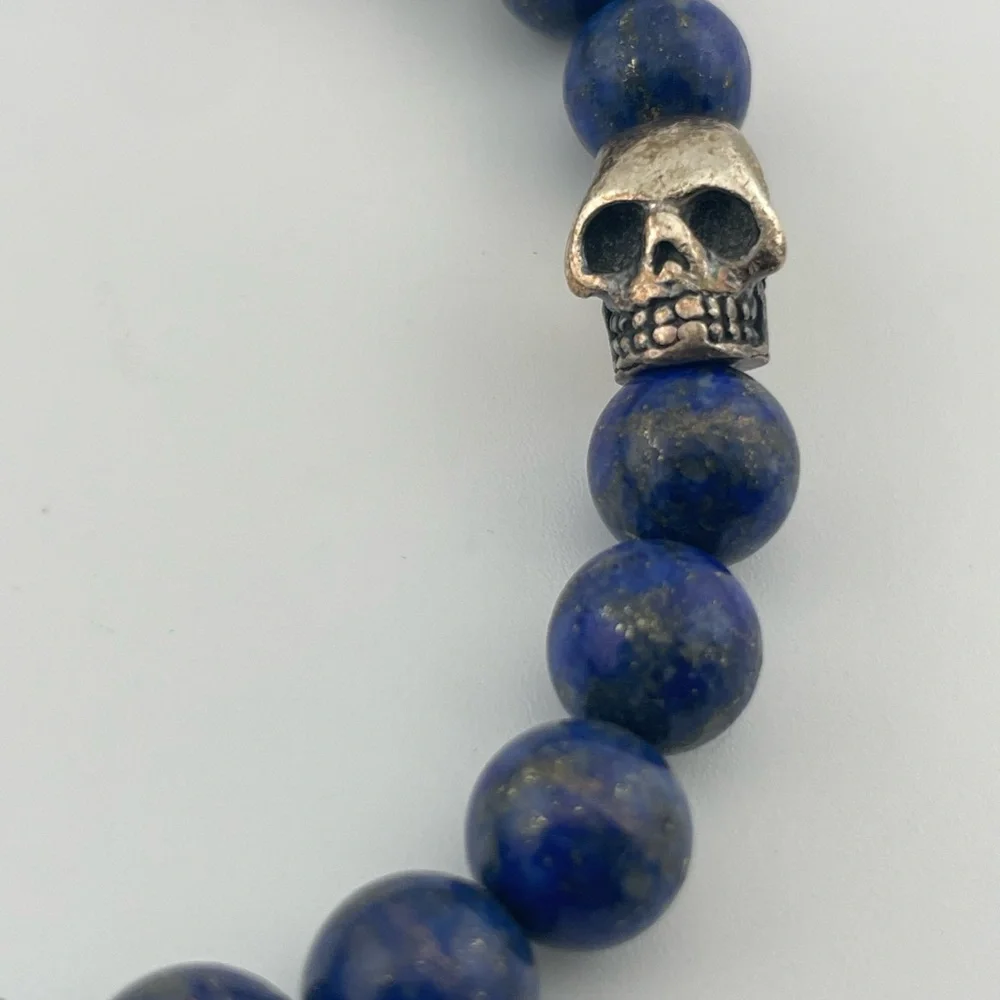 King Baby Lapis Lazuli Skull Bracelet – 925 Sterling Silver